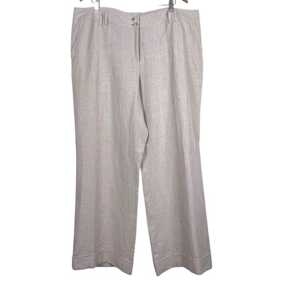 NWT MICHAEL KORS Wide-Leg Linen Trousers Size 20W Beige - Picture 1 of 16